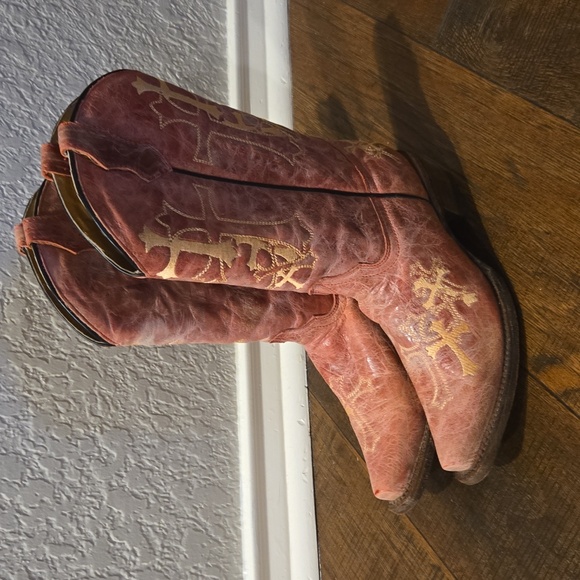 Corral Pink And Gold Cross Cowboy‎ Boots - Picture 2 of 7